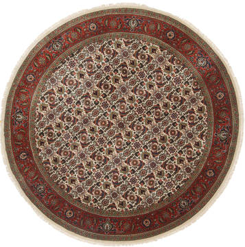 Herati Beige Round Hand Knotted 6'1" X 6'1"  Area Rug 250-23601