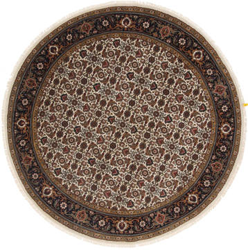Indian Herati Beige Round 5 to 6 ft Wool Carpet 23678