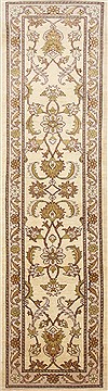 Pakistani Pishavar Beige Runner 10 to 12 ft Wool Carpet 23752