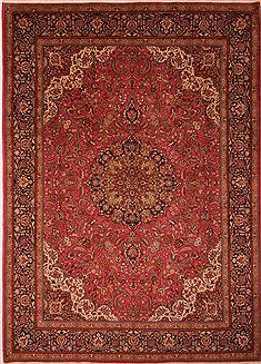 Persian Tabriz Red Rectangle 10x13 ft Wool Carpet 23774