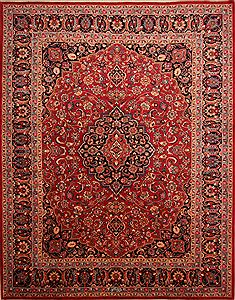 Persian Mashad Red Rectangle 10x13 ft Wool Carpet 23898