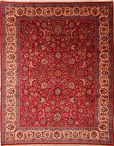 Mashad Red Hand Knotted 9'11" X 12'6"  Area Rug 100-23934