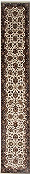 Indian Agra Beige Runner 13 to 15 ft Wool Carpet 23991