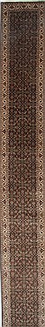 Indian Herati Black Runner 16 to 20 ft Wool Carpet 24034