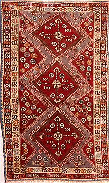 Gabbeh Red Hand Knotted 4'3" X 7'1"  Area Rug 100-24272