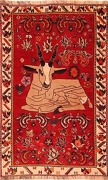 Afghan Gabbeh Red Rectangle 4x6 ft Wool Carpet 24287