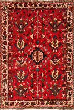 Qashqai Red Hand Knotted 4'0" X 5'4"  Area Rug 100-24329