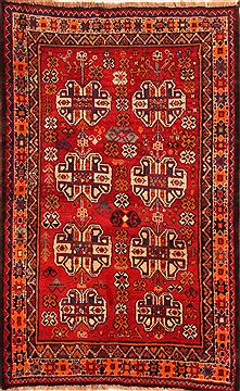 Afghan Gabbeh Red Rectangle 4x6 ft Wool Carpet 24342