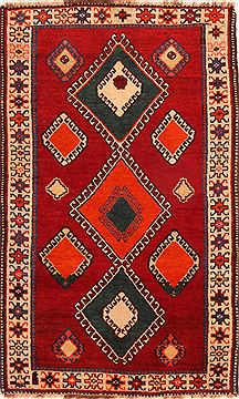 Persian Gabbeh Red Rectangle 3x5 ft Wool Carpet 24363