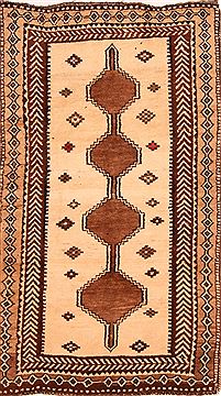 Persian Gabbeh Beige Rectangle 3x5 ft Wool Carpet 24373