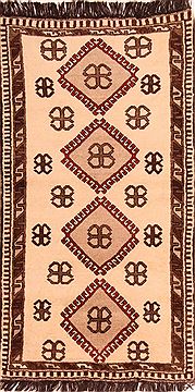 Gabbeh White Hand Knotted 3'3" X 6'2"  Area Rug 100-24376
