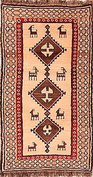 Gabbeh Beige Hand Knotted 3'5" X 6'3"  Area Rug 100-24390