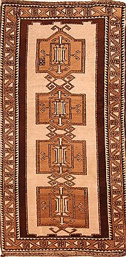 Persian Gabbeh Beige Rectangle 3x5 ft Wool Carpet 24395