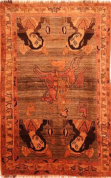 Persian Gabbeh Brown Rectangle 5x8 ft Wool Carpet 24429