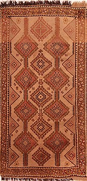 Gabbeh Beige Hand Knotted 3'10" X 7'5"  Area Rug 100-24438