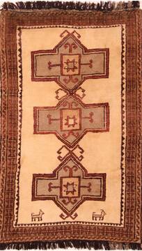 Persian Gabbeh Beige Rectangle 4x6 ft Wool Carpet 24539