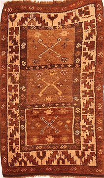 Persian Gabbeh Brown Rectangle 3x5 ft Wool Carpet 24560