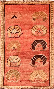 Persian Gabbeh Red Rectangle 5x7 ft Wool Carpet 24595
