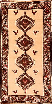 Persian Gabbeh Beige Runner 6 to 9 ft Wool Carpet 24625