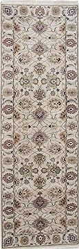 Indian Tabriz Beige Runner 6 to 9 ft Wool Carpet 24654