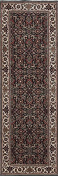 Indian Herati Black Runner 6 ft and Smaller Wool Carpet 24747