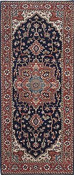 Indian Serapi Blue Runner 6 ft and Smaller Wool Carpet 24847