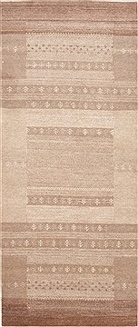 Nepali Modern Brown Runner 6 ft and Smaller Wool Carpet 24856