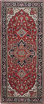 Indian Serapi Red Runner 6 ft and Smaller Wool Carpet 24890