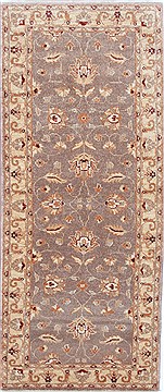 Pakistani Pishavar Grey Runner 6 ft and Smaller Wool Carpet 24911