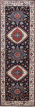 Indian Karajeh Beige Runner 6 ft and Smaller Wool Carpet 25014