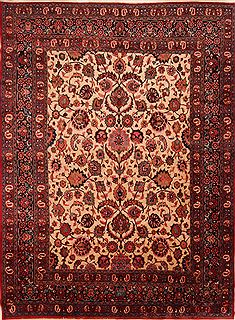 Persian Mashad Beige Rectangle 10x14 ft Wool Carpet 25145