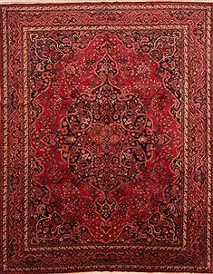 Persian Mashad Red Rectangle 10x13 ft Wool Carpet 25162