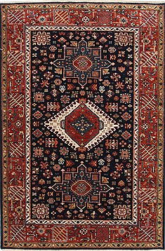 Indian Karajeh Brown Rectangle 4x6 ft Wool Carpet 25239
