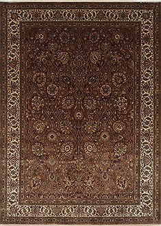 Indian Tabriz Beige Rectangle 9x12 ft Wool Carpet 25321