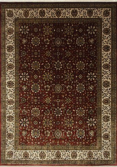 Indian Kashan Beige Rectangle 9x12 ft Wool Carpet 25324