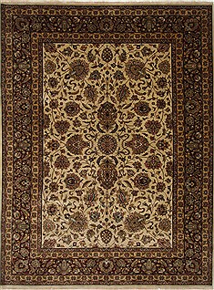 Indian Kashmar Beige Rectangle 9x12 ft Wool Carpet 25326