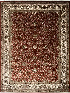 Indian Tabriz Beige Rectangle 9x12 ft Wool Carpet 25340