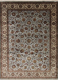 Indian Kashmar Beige Rectangle 9x12 ft Wool Carpet 25341