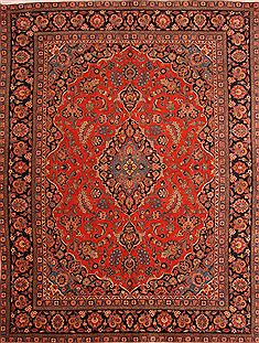 Persian Kashan Red Rectangle 10x13 ft Wool Carpet 25344