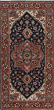 Indian Serapi Blue Rectangle 2x4 ft Wool Carpet 25463