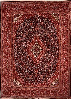 Persian Kashan Red Rectangle 11x16 ft Wool Carpet 25621
