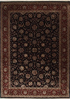 Indian Kashan Beige Rectangle 9x12 ft Wool Carpet 25693
