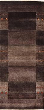Nepali Modern Brown Runner 6 ft and Smaller Wool Carpet 25706