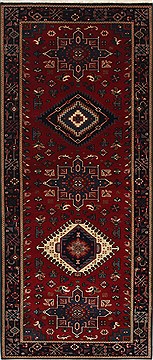 Indian Karajeh Blue Runner 6 ft and Smaller Wool Carpet 25723