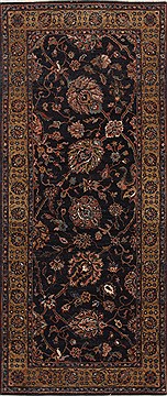 Indian Tabriz Brown Runner 6 ft and Smaller Wool Carpet 25793