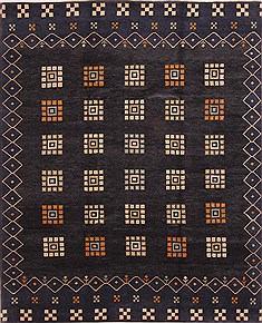 Indian Gabbeh Blue Rectangle 8x10 ft Wool Carpet 25819