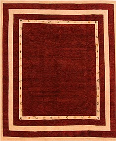 Indian Gabbeh Brown Rectangle 8x10 ft Wool Carpet 25825