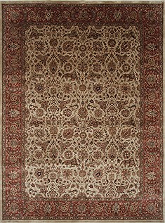 Indian Kashmar Beige Rectangle 9x12 ft Wool Carpet 25829