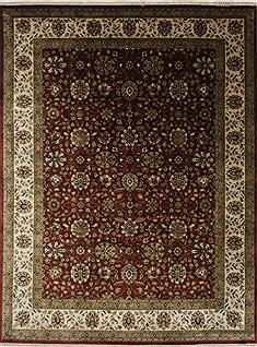 Indian Kashan Beige Rectangle 9x12 ft Wool Carpet 25836