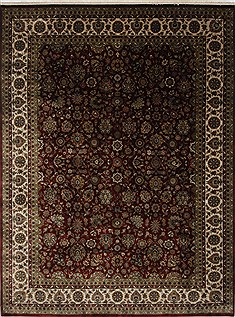 Indian Kashmar Beige Rectangle 9x12 ft Wool Carpet 25843